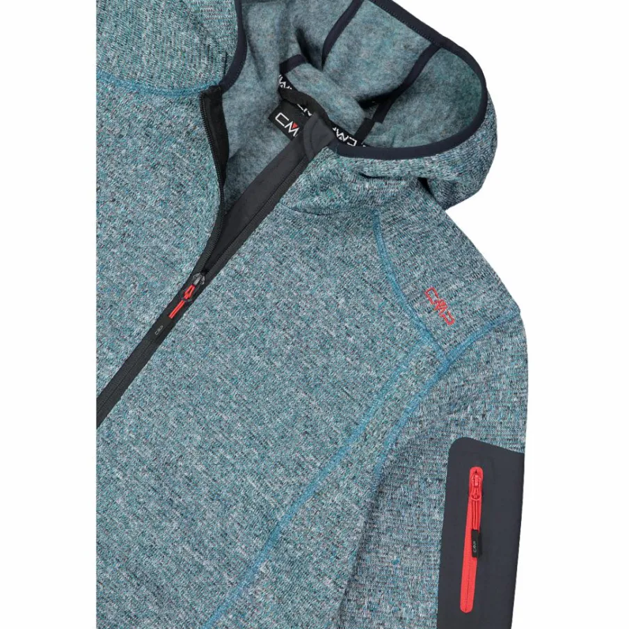 Uomo CMP Pile^Giacca in pile da uomo in knit-tech mélange con cappuccio