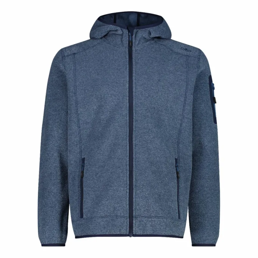 Uomo CMP Pile^Giacca in pile da uomo in knit-tech mélange con cappuccio