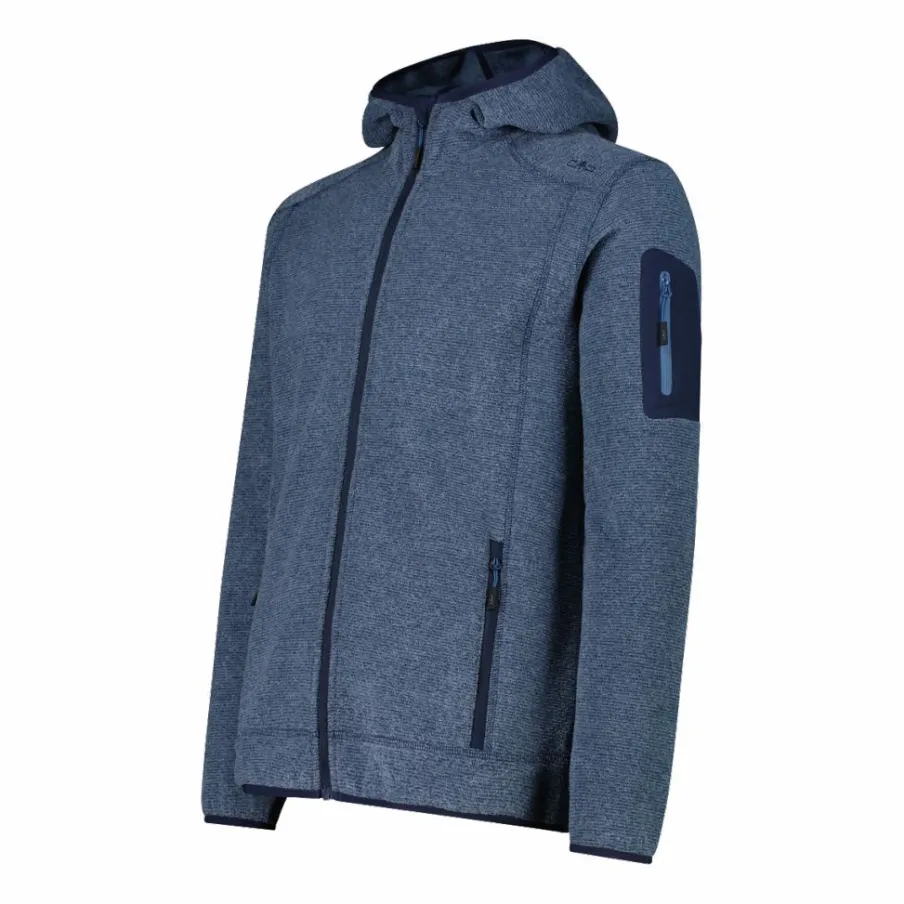 Uomo CMP Pile^Giacca in pile da uomo in knit-tech mélange con cappuccio