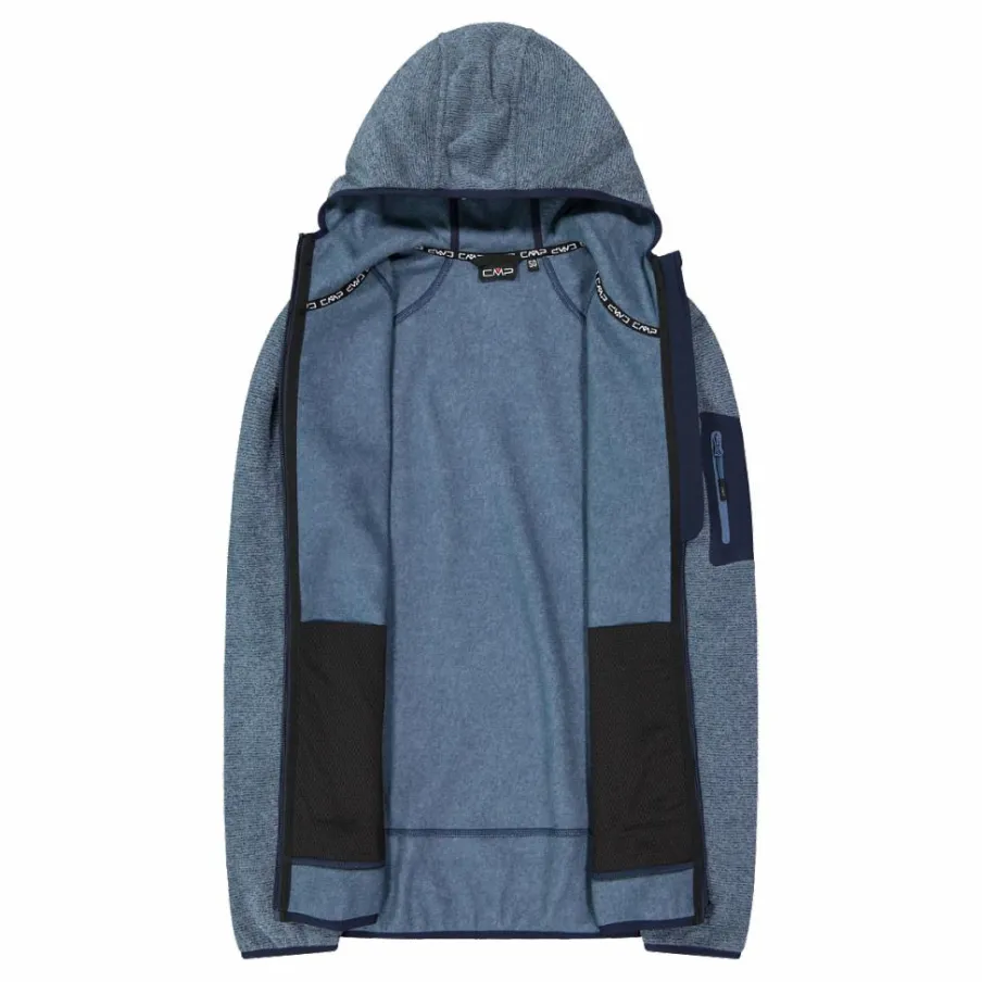 Uomo CMP Pile^Giacca in pile da uomo in knit-tech mélange con cappuccio