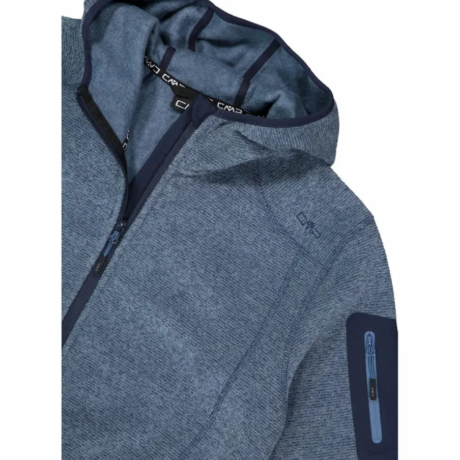 Uomo CMP Pile^Giacca in pile da uomo in knit-tech mélange con cappuccio