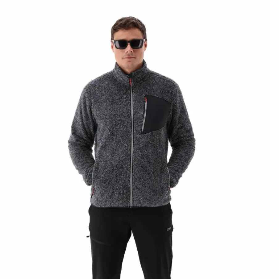 Uomo CMP Pile^Giacca in pile HighLoft da uomo con tasca termoapplicata melange