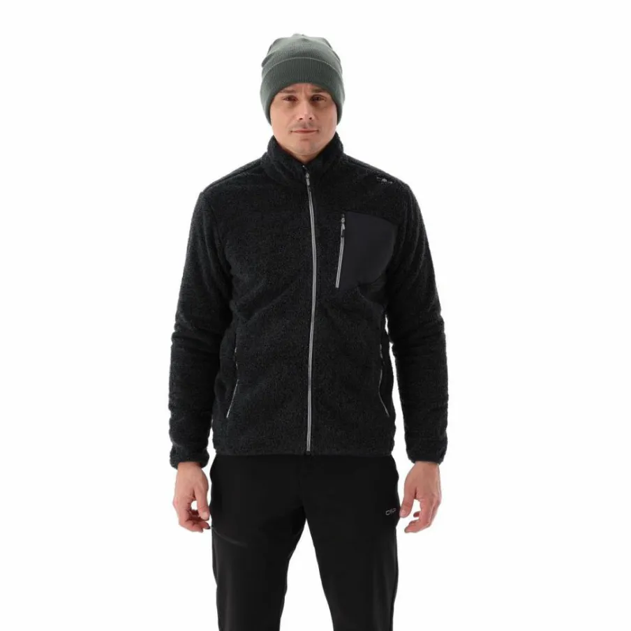 Uomo CMP Pile^Giacca in pile HighLoft da uomo con tasca termoapplicata melange