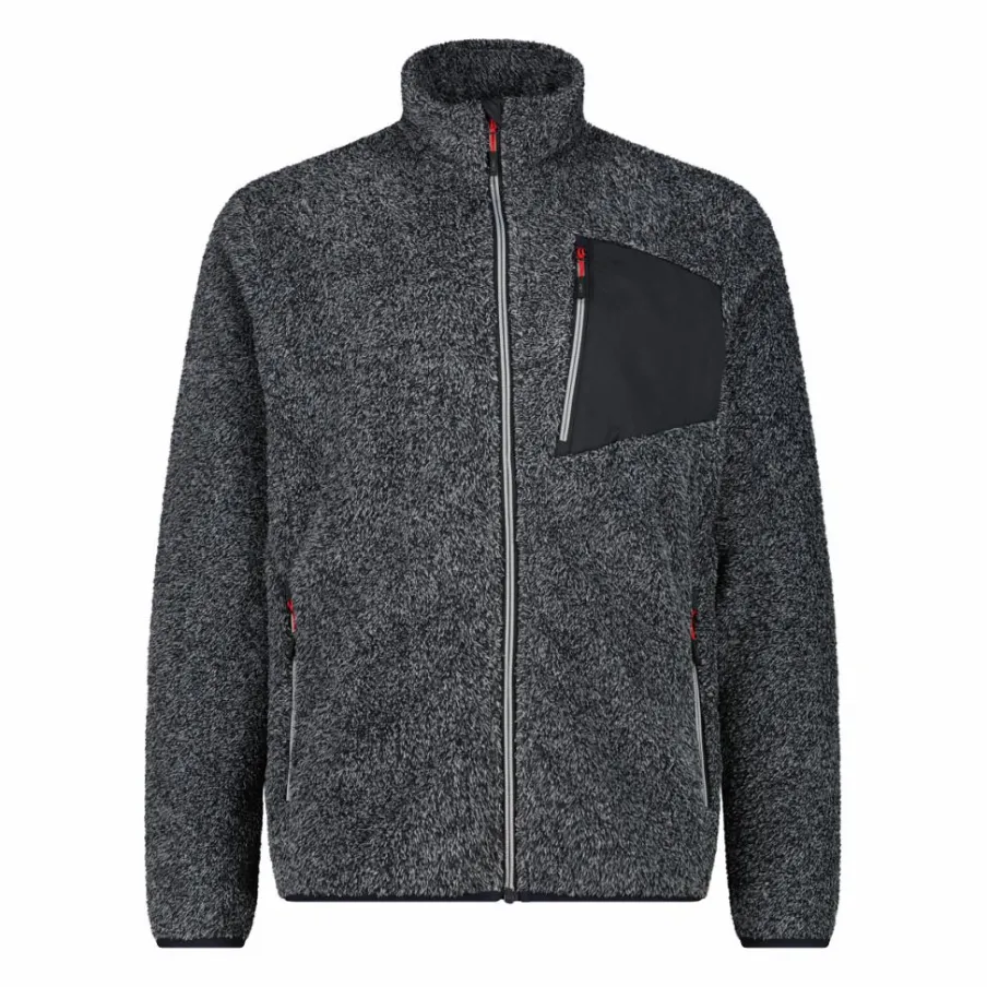 Uomo CMP Pile^Giacca in pile HighLoft da uomo con tasca termoapplicata melange