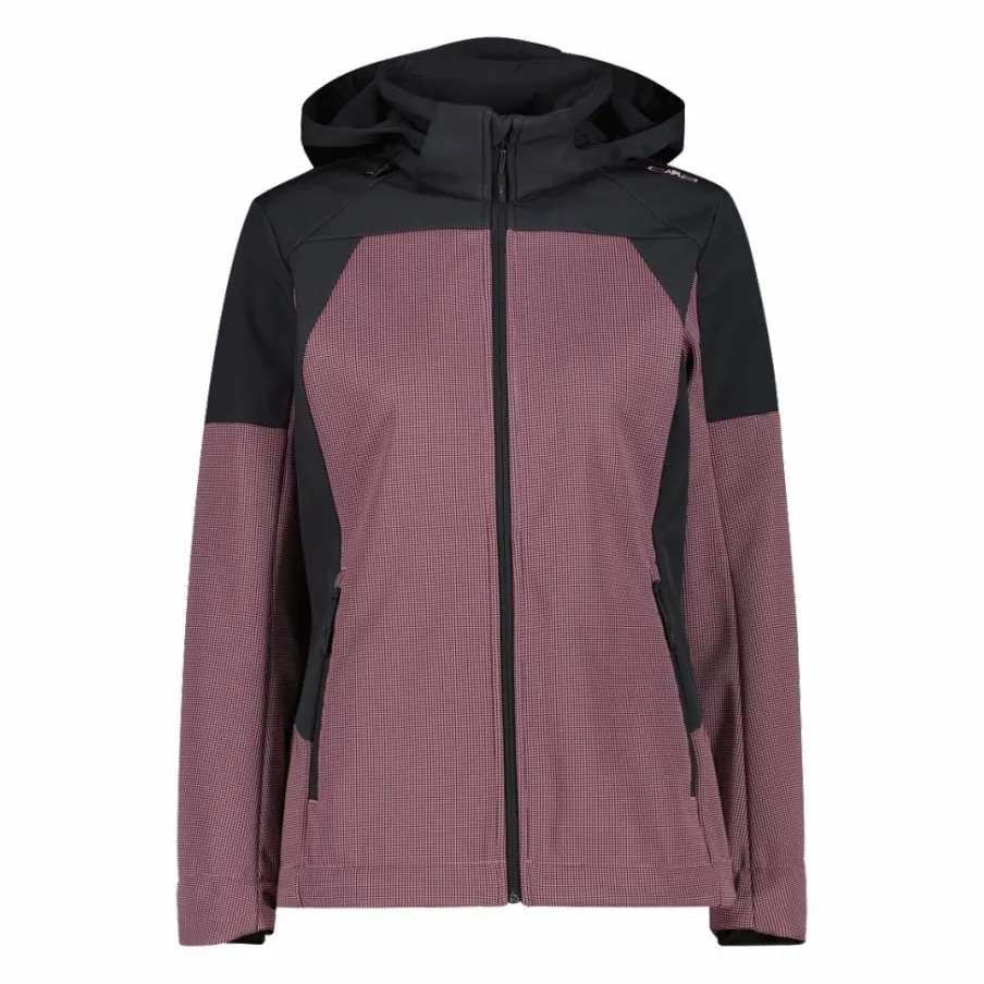 Donna CMP Giacche Trekking|Giacche Softshell^Giacca Softshell da Donna con Cappuccio e Motivo Grid-Jacquard Bicolor