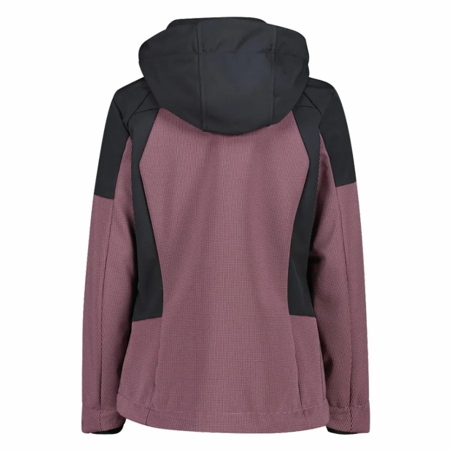 Donna CMP Giacche Trekking|Giacche Softshell^Giacca Softshell da Donna con Cappuccio e Motivo Grid-Jacquard Bicolor