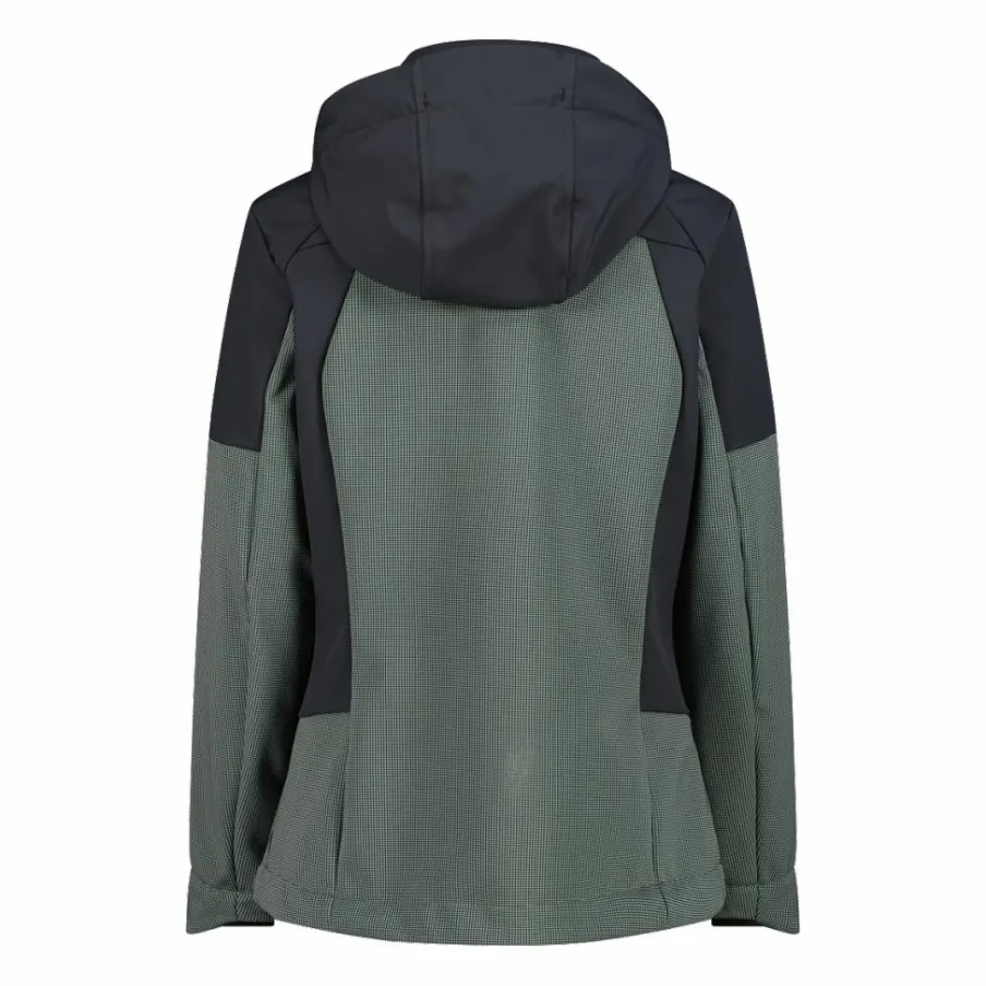 Donna CMP Giacche Trekking|Giacche Softshell^Giacca Softshell da Donna con Cappuccio e Motivo Grid-Jacquard Bicolor
