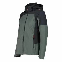 Donna CMP Giacche Trekking|Giacche Softshell^Giacca Softshell da Donna con Cappuccio e Motivo Grid-Jacquard Bicolor