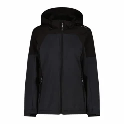 Donna CMP Giacche Trekking|Giacche Softshell^Giacca Softshell da Donna con Cappuccio e Motivo Grid-Jacquard Bicolor