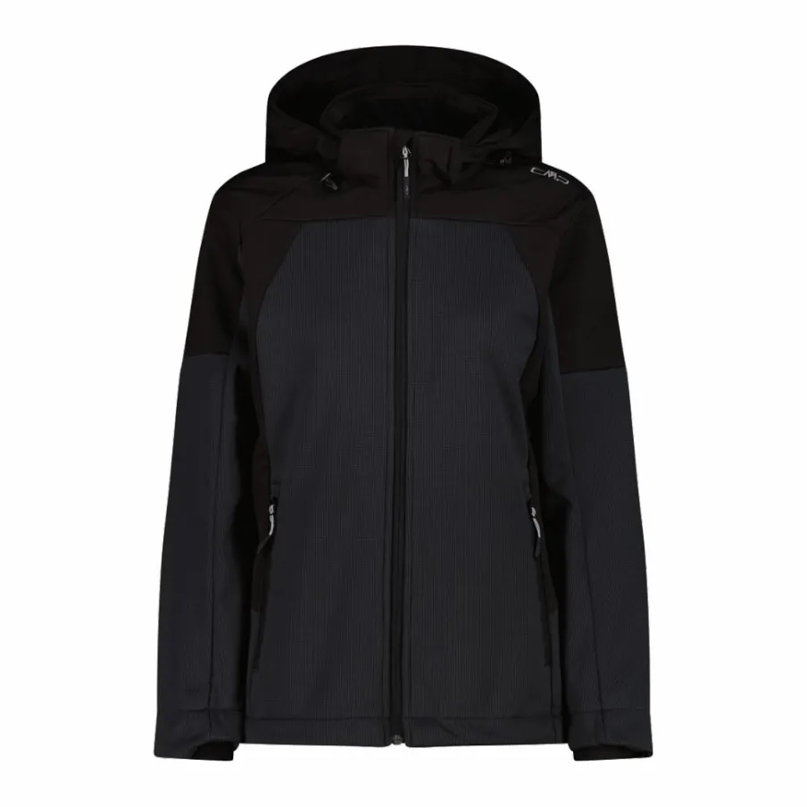 Donna CMP Giacche Trekking|Giacche Softshell^Giacca Softshell da Donna con Cappuccio e Motivo Grid-Jacquard Bicolor