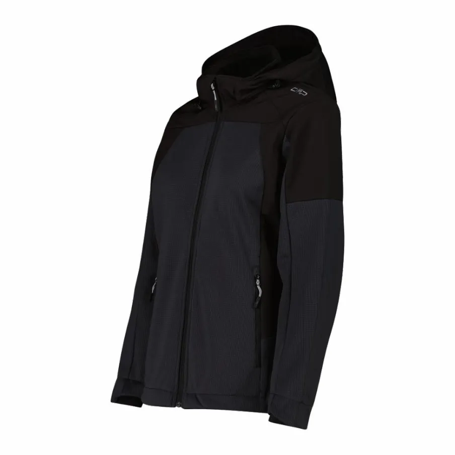 Donna CMP Giacche Trekking|Giacche Softshell^Giacca Softshell da Donna con Cappuccio e Motivo Grid-Jacquard Bicolor