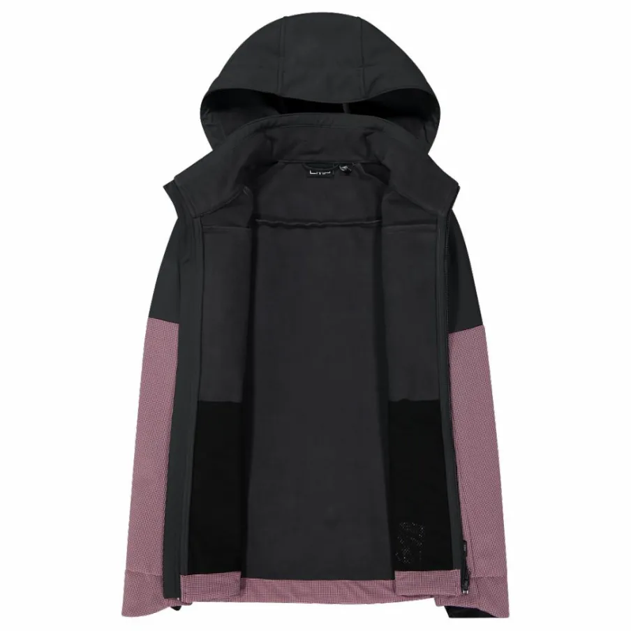 Donna CMP Giacche Trekking|Giacche Softshell^Giacca Softshell da Donna con Cappuccio e Motivo Grid-Jacquard Bicolor