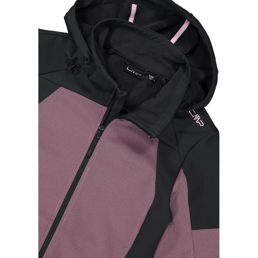 Donna CMP Giacche Trekking|Giacche Softshell^Giacca Softshell da Donna con Cappuccio e Motivo Grid-Jacquard Bicolor