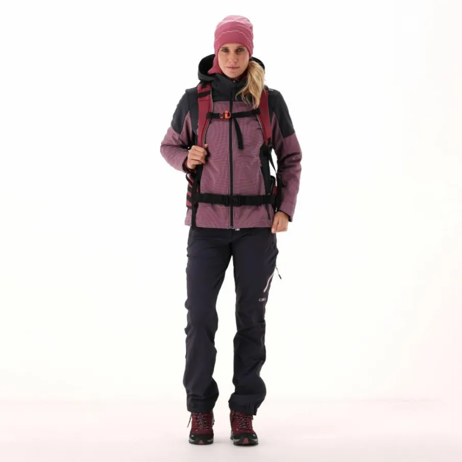 Donna CMP Giacche Trekking|Giacche Softshell^Giacca Softshell da Donna con Cappuccio e Motivo Grid-Jacquard Bicolor