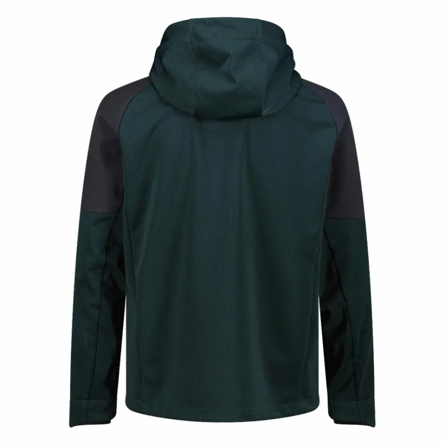 Uomo CMP Giacche Trekking|Giacche Softshell^Giacca Softshell da Uomo con Cappuccio e Motivo Grid-Jacquard Bicolor