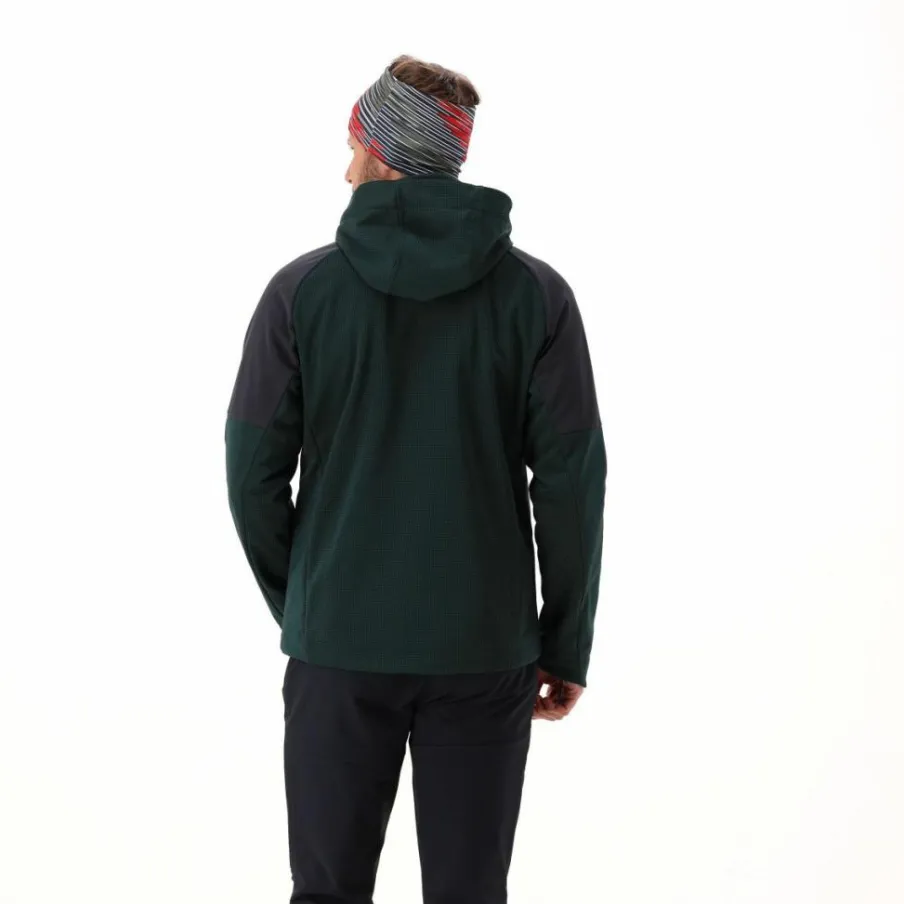 Uomo CMP Giacche Trekking|Giacche Softshell^Giacca Softshell da Uomo con Cappuccio e Motivo Grid-Jacquard Bicolor