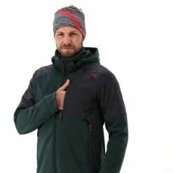 Uomo CMP Giacche Trekking|Giacche Softshell^Giacca Softshell da Uomo con Cappuccio e Motivo Grid-Jacquard Bicolor