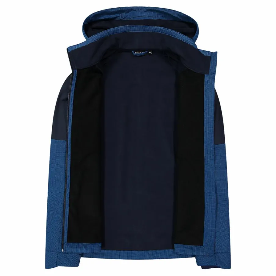 Uomo CMP Giacche Trekking|Giacche Softshell^Giacca Softshell da Uomo con Cappuccio e Motivo Grid-Jacquard Bicolor