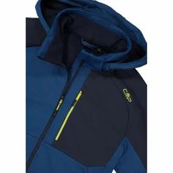 Uomo CMP Giacche Trekking|Giacche Softshell^Giacca Softshell da Uomo con Cappuccio e Motivo Grid-Jacquard Bicolor