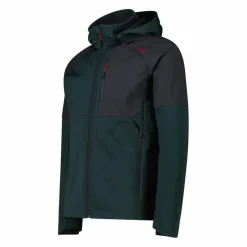 Uomo CMP Giacche Trekking|Giacche Softshell^Giacca Softshell da Uomo con Cappuccio e Motivo Grid-Jacquard Bicolor