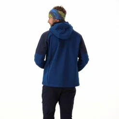 Uomo CMP Giacche Trekking|Giacche Softshell^Giacca Softshell da Uomo con Cappuccio e Motivo Grid-Jacquard Bicolor