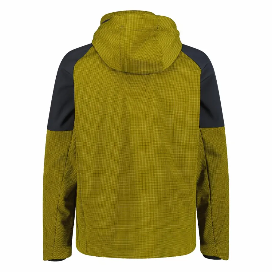 Uomo CMP Giacche Trekking|Giacche Softshell^Giacca Softshell da Uomo con Cappuccio e Motivo Grid-Jacquard Bicolor