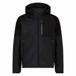 Uomo CMP Giacche Trekking|Giacche Softshell^Giacca Softshell da Uomo con Cappuccio e Motivo Grid-Jacquard Bicolor