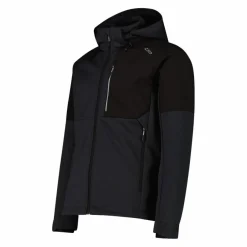 Uomo CMP Giacche Trekking|Giacche Softshell^Giacca Softshell da Uomo con Cappuccio e Motivo Grid-Jacquard Bicolor