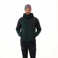 Uomo CMP Giacche Trekking|Giacche Softshell^Giacca Softshell da Uomo con Cappuccio e Motivo Grid-Jacquard Bicolor