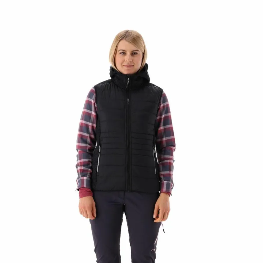 Donna CMP Pile^Gilet smanicato ibrido in pile knit tech da donna