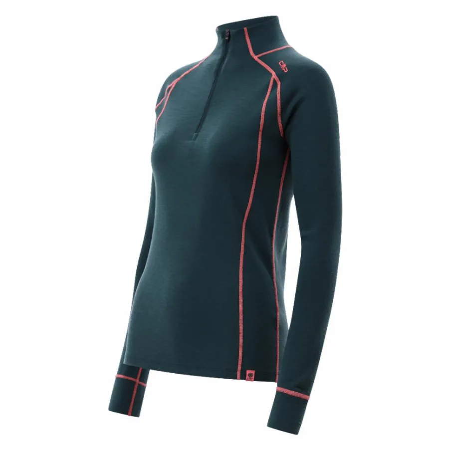 Donna CMP Pile^Maglia termica a maniche lunghe in merino con mezza zip da donna Unlimitech