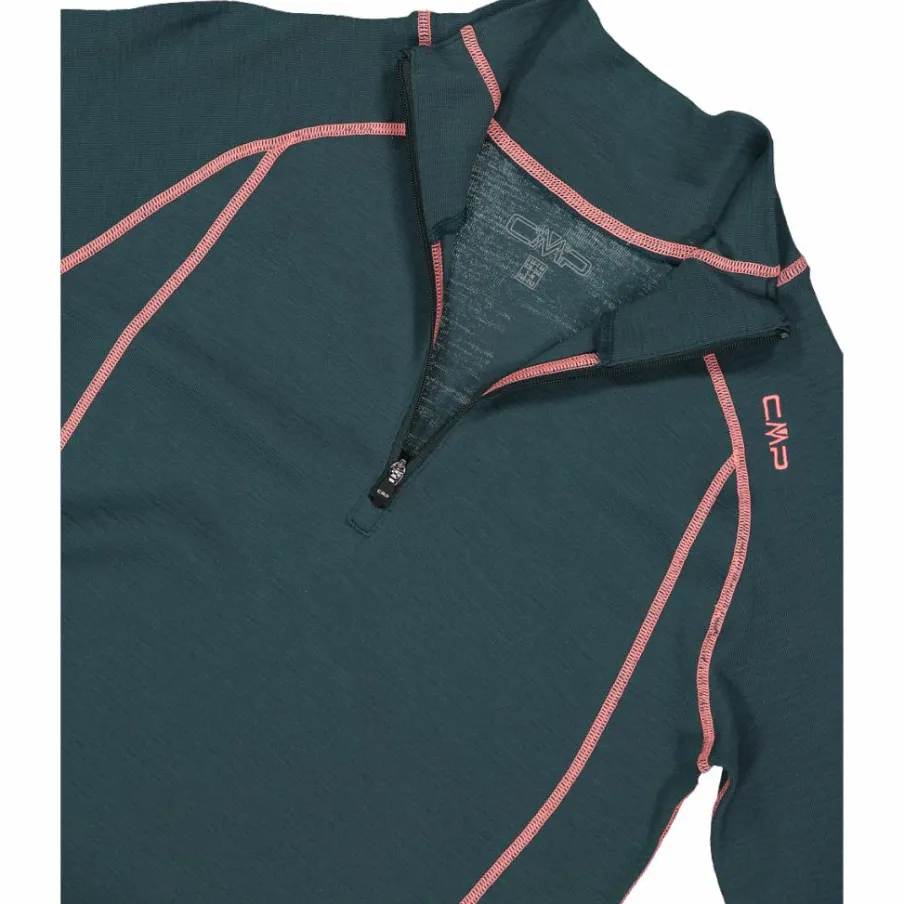 Donna CMP Pile^Maglia termica a maniche lunghe in merino con mezza zip da donna Unlimitech