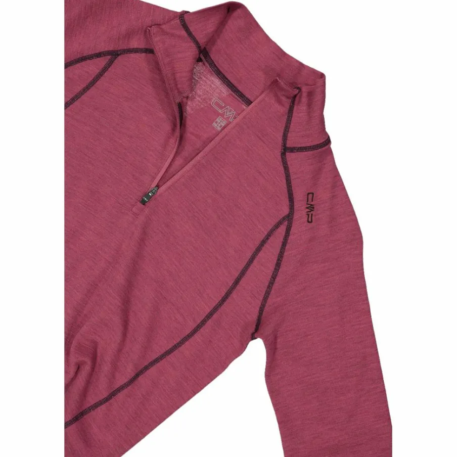 Donna CMP Pile^Maglia termica a maniche lunghe in merino con mezza zip da donna Unlimitech