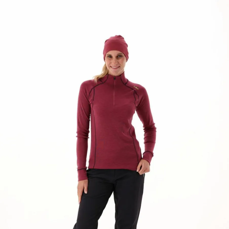 Donna CMP Pile^Maglia termica a maniche lunghe in merino con mezza zip da donna Unlimitech