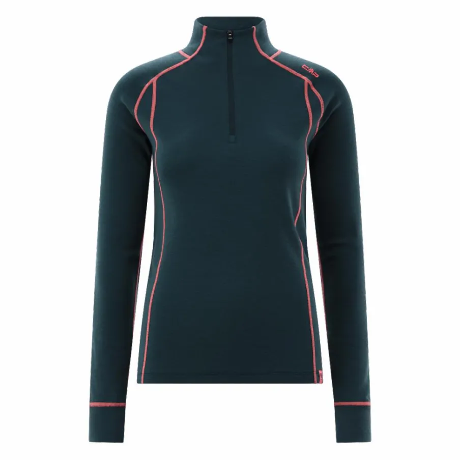 Donna CMP Pile^Maglia termica a maniche lunghe in merino con mezza zip da donna Unlimitech