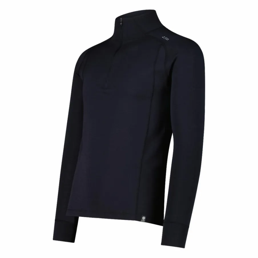 Uomo CMP Pile^Maglia termica a maniche lunghe in merino con mezza zip da uomo Unlimitech