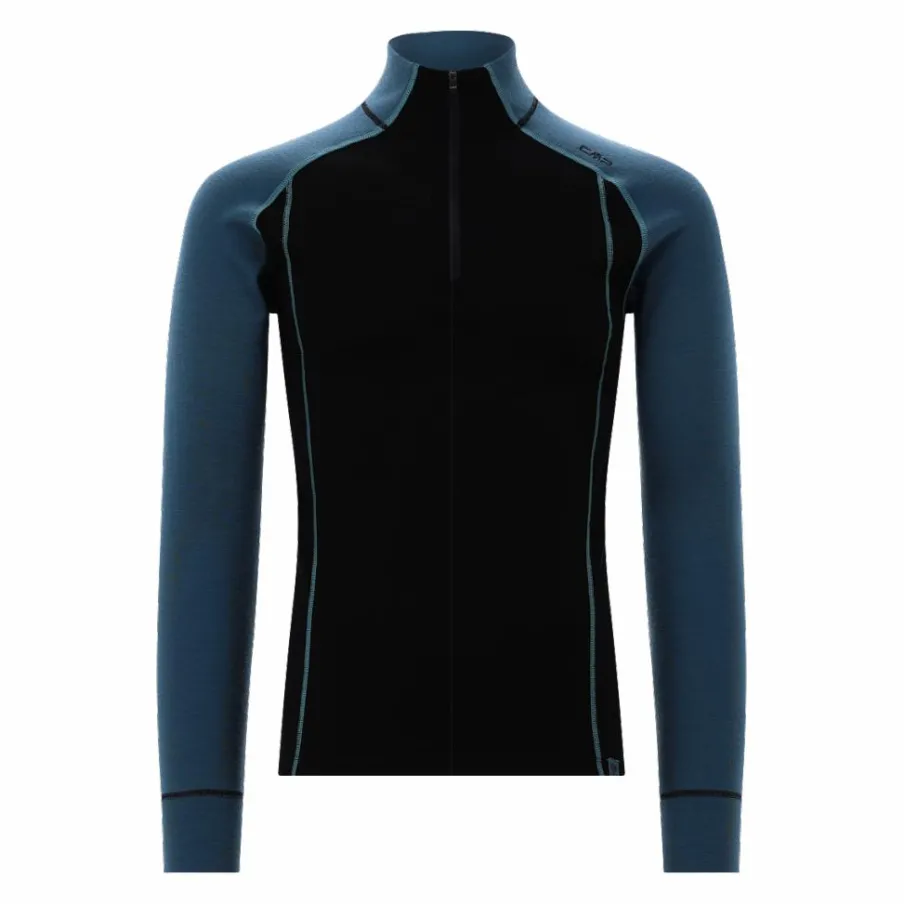 Uomo CMP Pile^Maglia termica a maniche lunghe in merino con mezza zip da uomo Unlimitech
