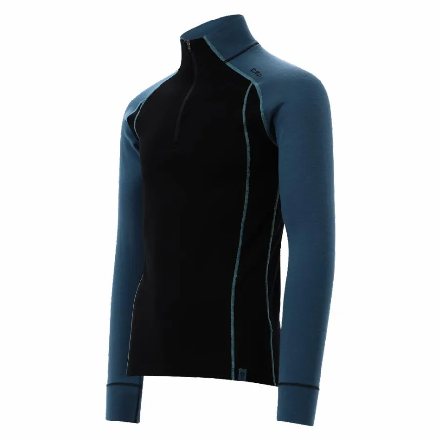 Uomo CMP Pile^Maglia termica a maniche lunghe in merino con mezza zip da uomo Unlimitech