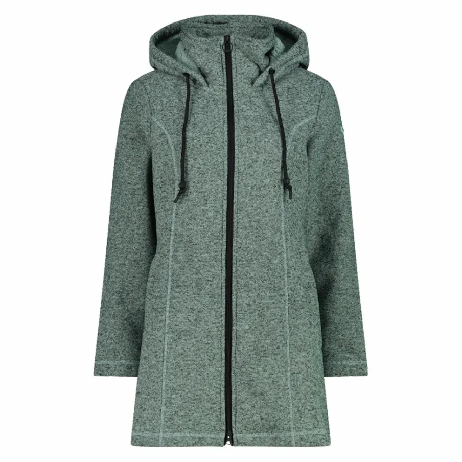 Donna CMP Pile^Parka in pile da donna in knit tech melange con cappuccio in pelliccetta