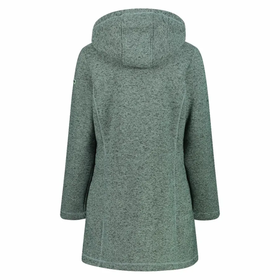 Donna CMP Pile^Parka in pile da donna in knit tech melange con cappuccio in pelliccetta