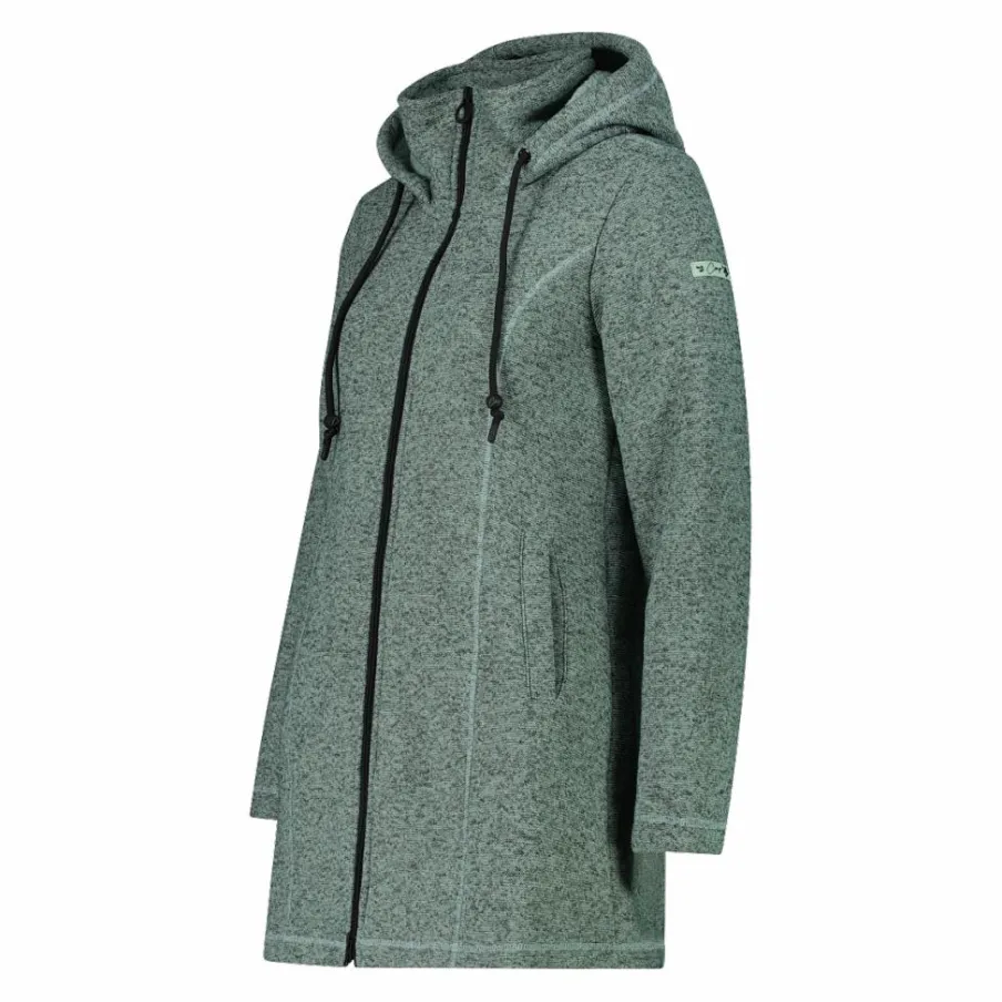 Donna CMP Pile^Parka in pile da donna in knit tech melange con cappuccio in pelliccetta