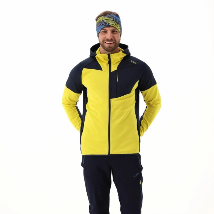 Uomo CMP Pile^Pile Grid Tech con zip da uomo con cappuccio melange