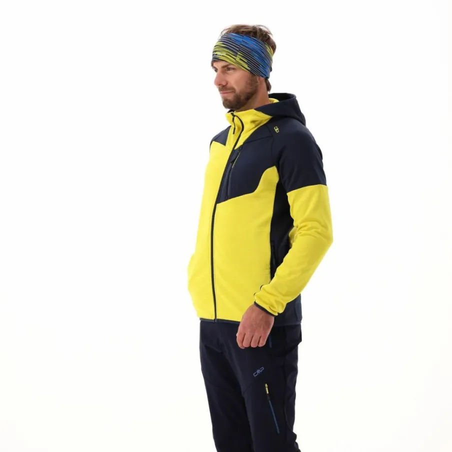Uomo CMP Pile^Pile Grid Tech con zip da uomo con cappuccio melange