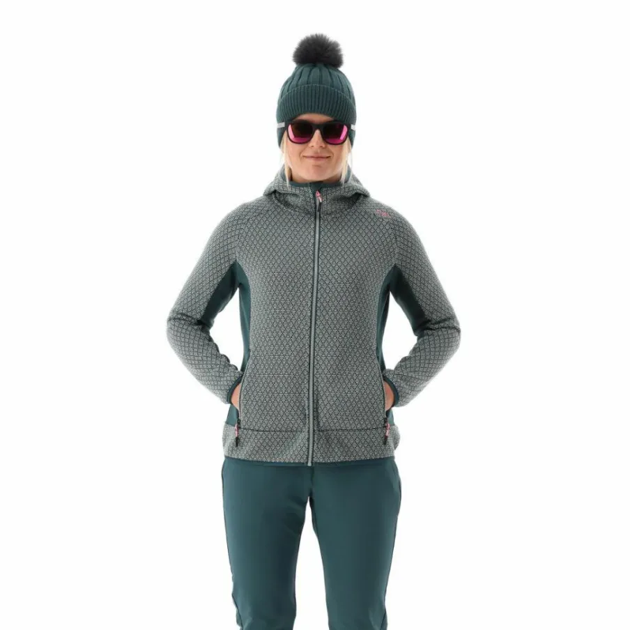 Donna CMP Pile^Pile knit tech da donna con cappuccio