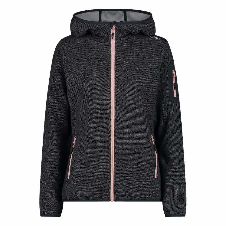 Donna CMP Pile^Pile Knit-tech con cappuccio e mesh