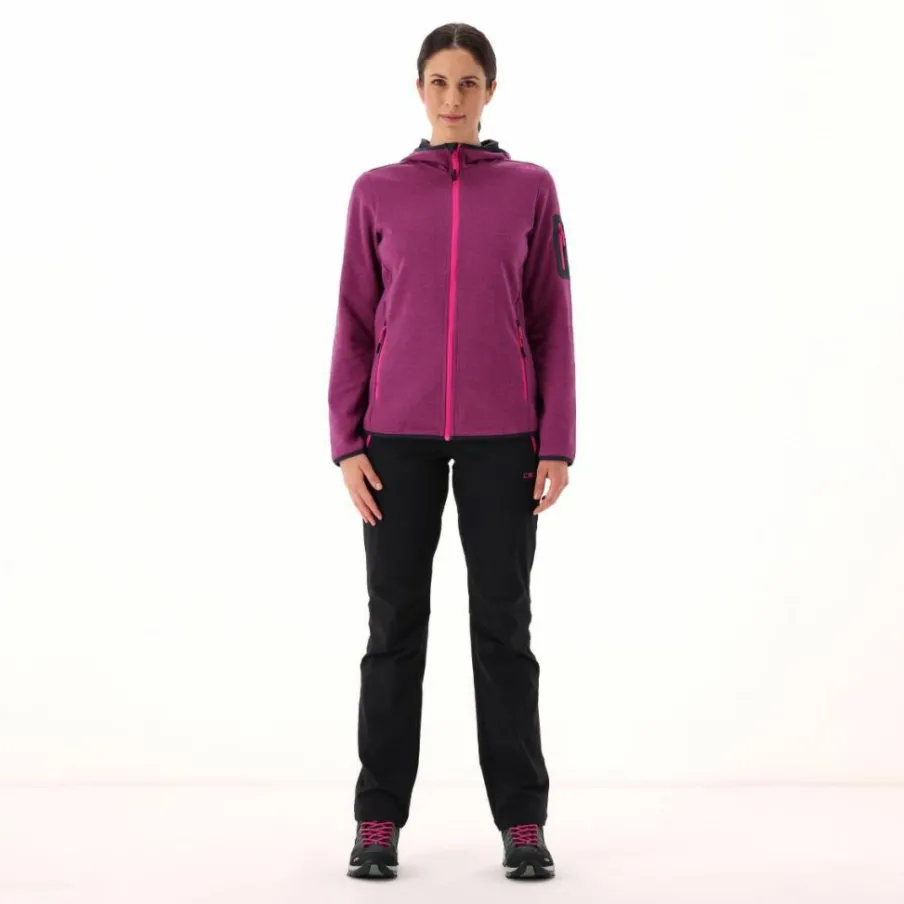 Donna CMP Pile^Pile Knit-tech con cappuccio e mesh