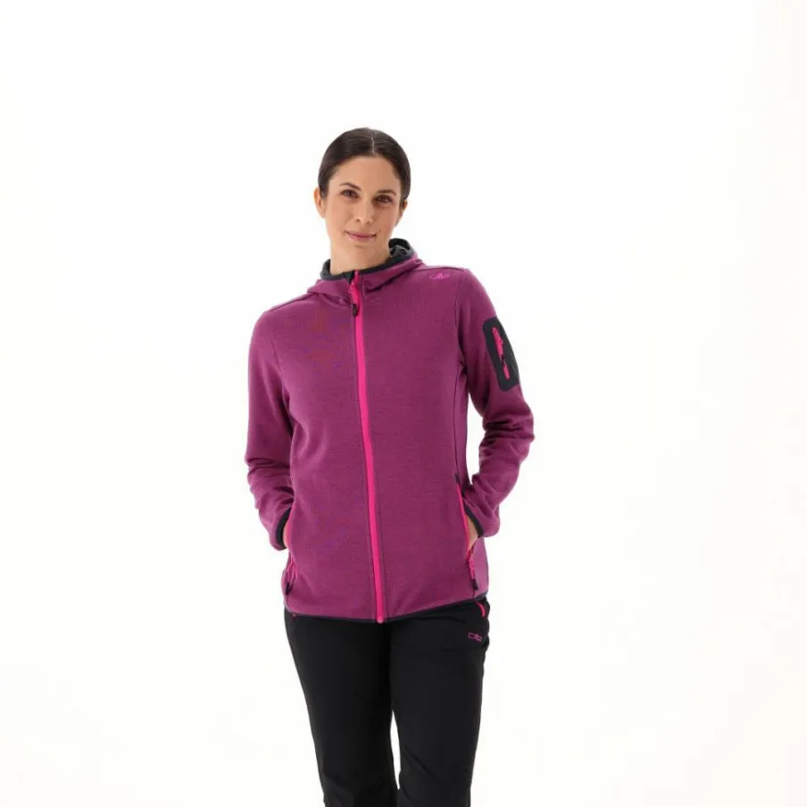 Donna CMP Pile^Pile Knit-tech con cappuccio e mesh