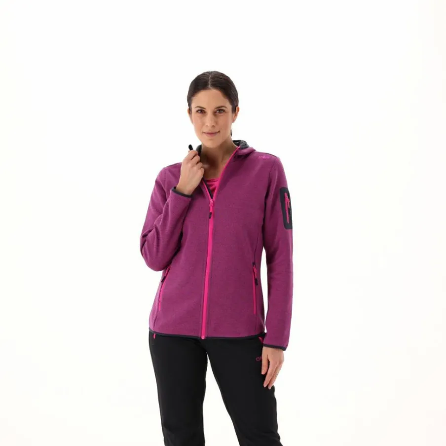 Donna CMP Pile^Pile Knit-tech con cappuccio e mesh