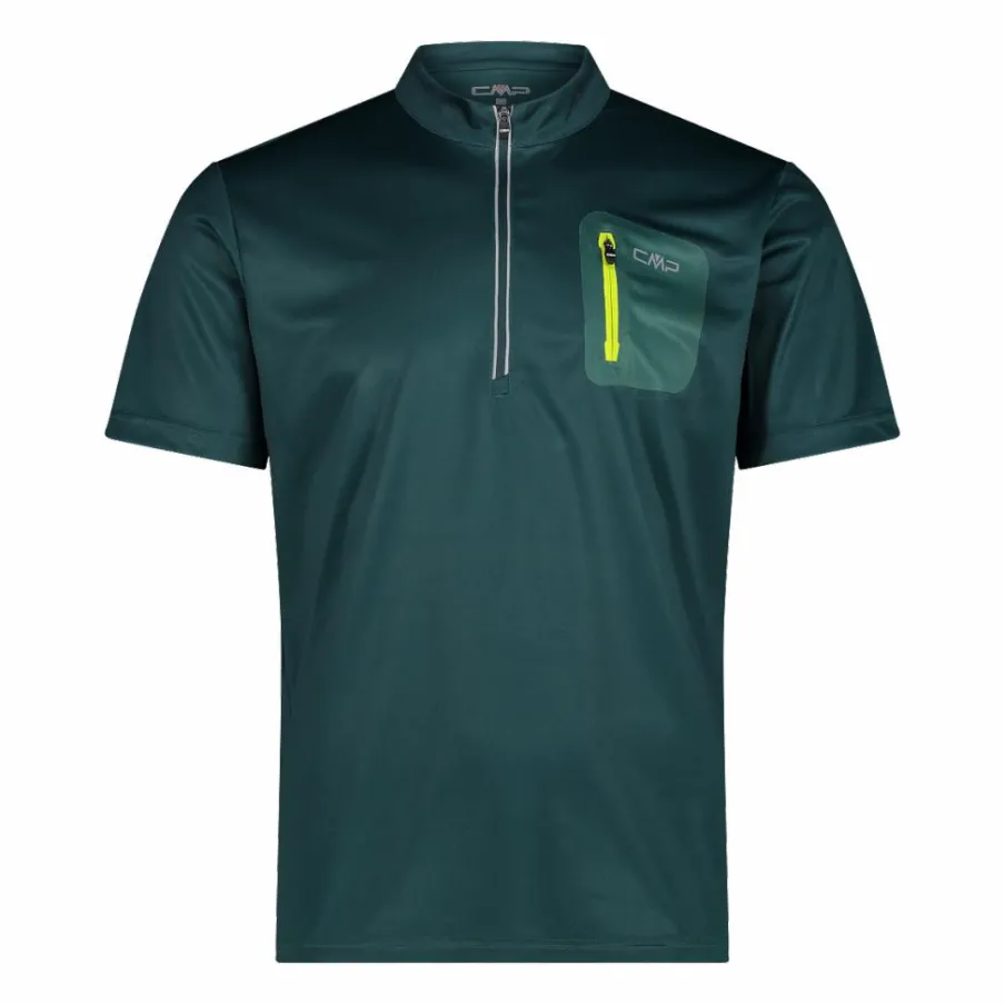 Uomo CMP Polo E T-Shirt^T-Shirt tecnica a mezza zip con taschino da ciclismo da Uomo