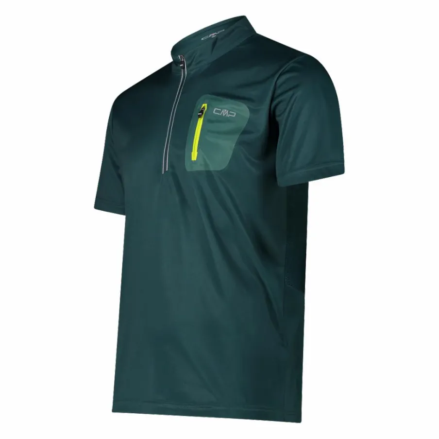Uomo CMP Polo E T-Shirt^T-Shirt tecnica a mezza zip con taschino da ciclismo da Uomo